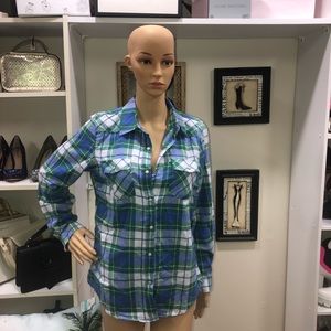 Inso Collection NWT! Green Plaid Long Sleeve Button Down Shirt Size L